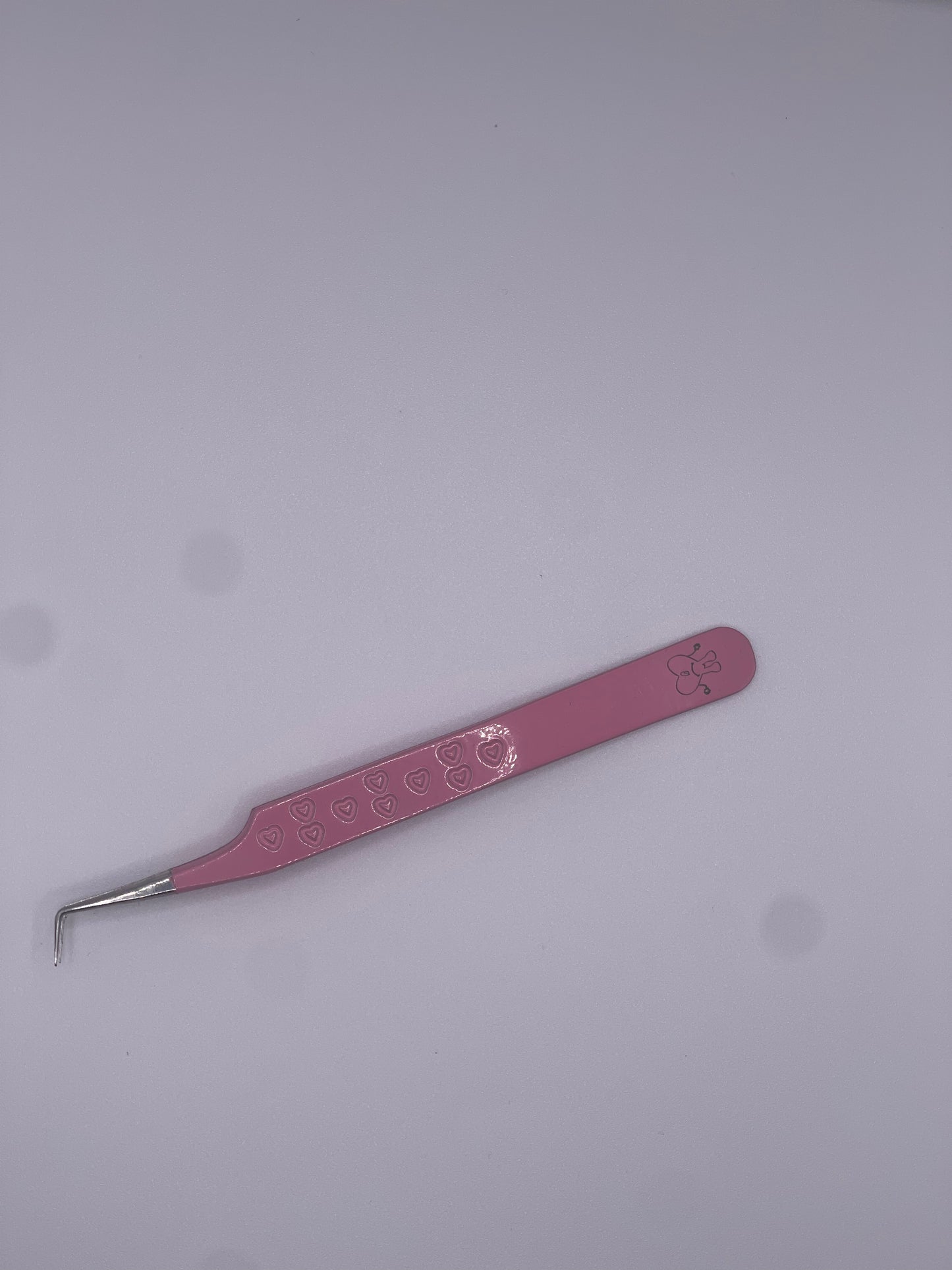 Pink Heart Grip 90degree Tweezer